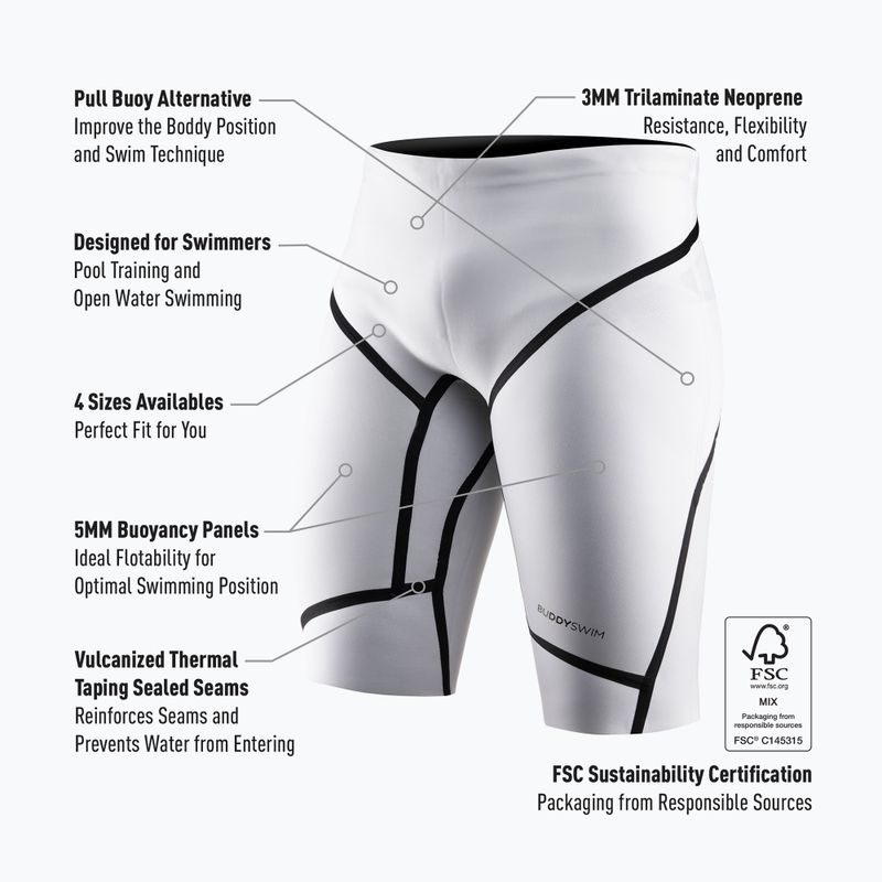 Neopreno šortai BuddySwim Floating Trilaminate Warmth 5/3 mm white 3
