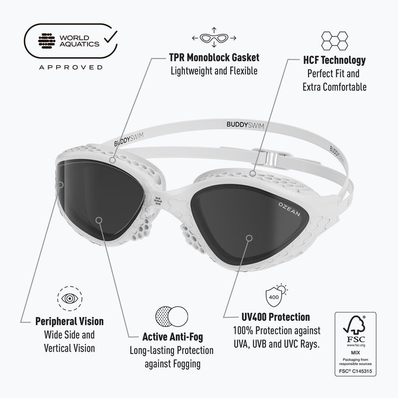 Plaukimo akiniai BuddySwim Ozean white / smoke 2