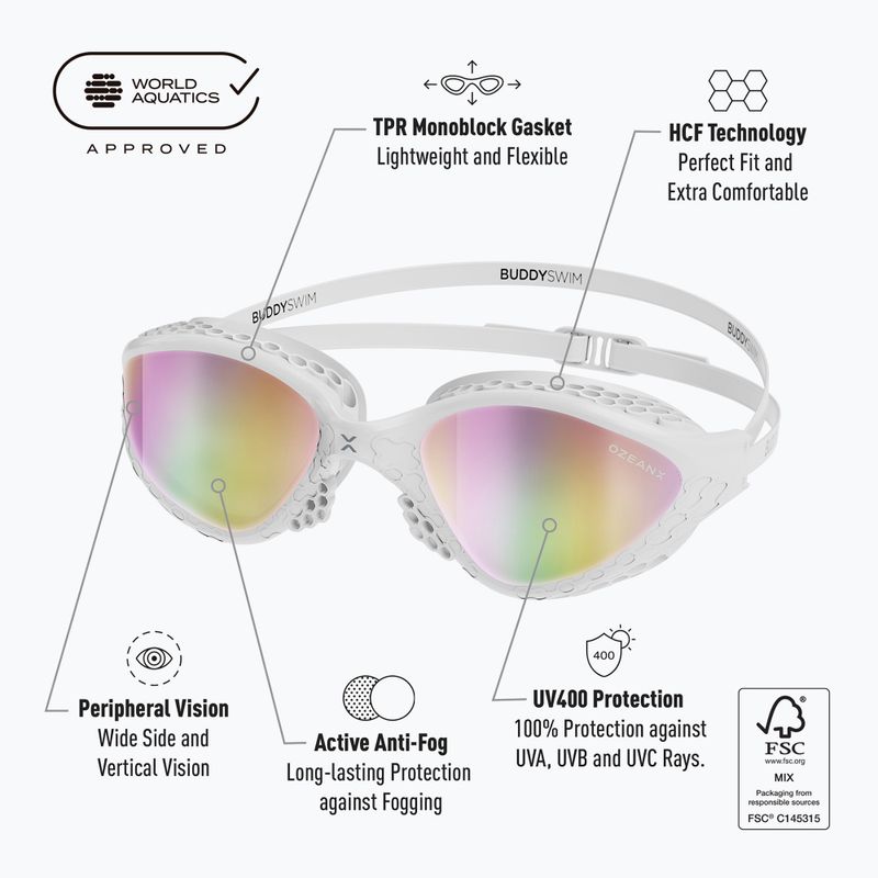 Plaukimo akiniai BuddySwim OzeanX Mirror white / iridium 4
