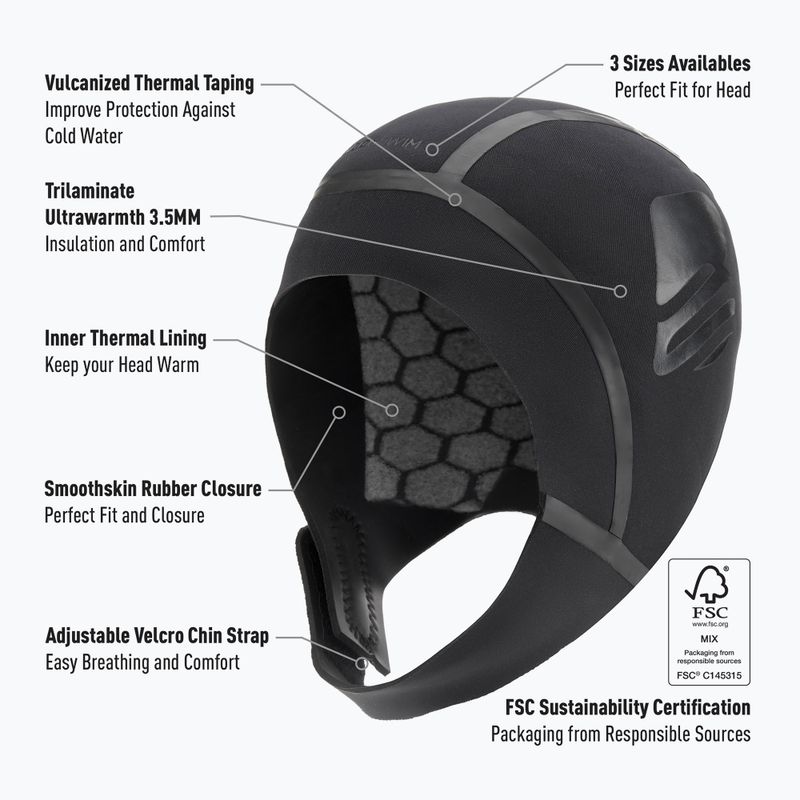 Neopreninė kepurė BuddySwim Ultra Warmth 3.5 mm black 3