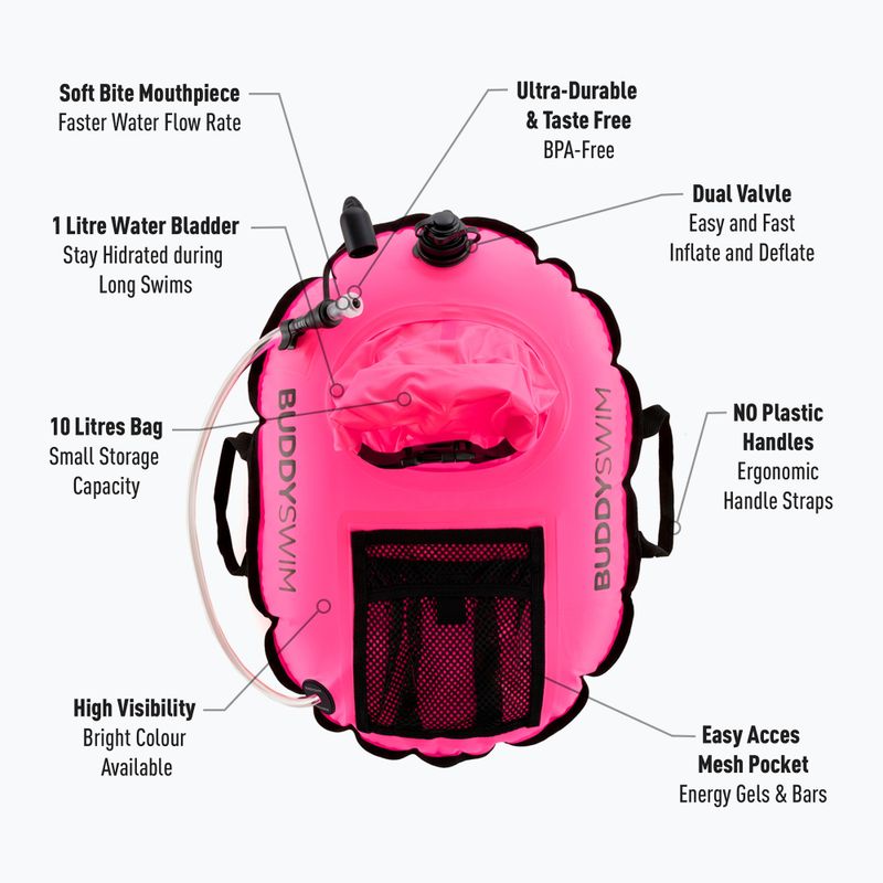 Gelbėjimosi plūdurys Buddyswim Hydrastation Pro 10 l pink 4