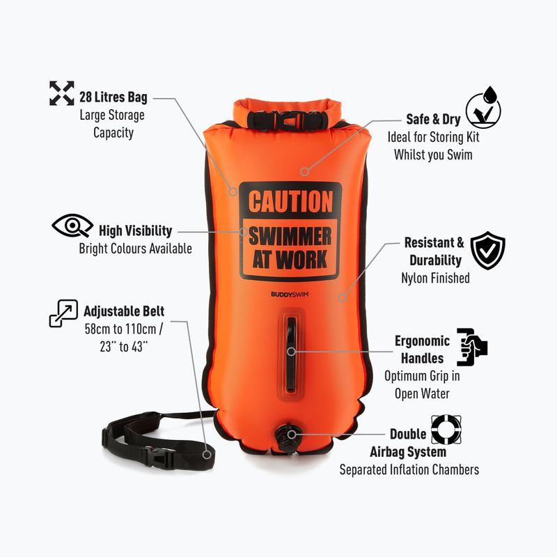 Apsauginis plūduras BuddySwim CSW Dry Bag 28 l orange 2