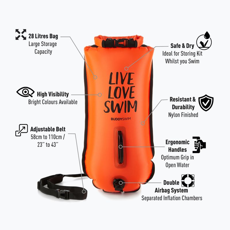 Apsauginis plūduras BuddySwim LLS Dry Bag 28 l orange 2