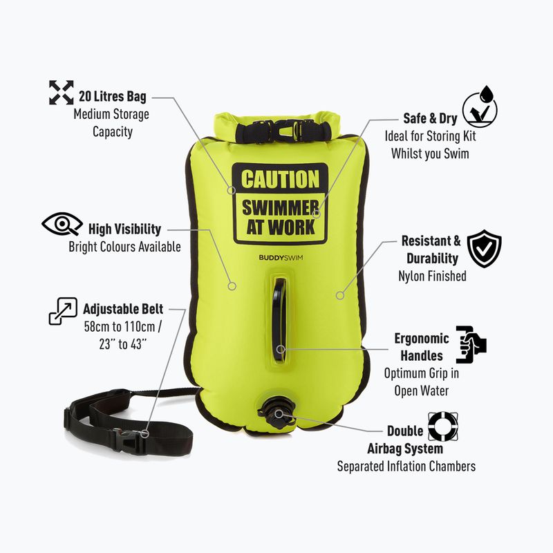 Apsauginis plūduras BuddySwim CSW Dry Bag 20 l yellow 2