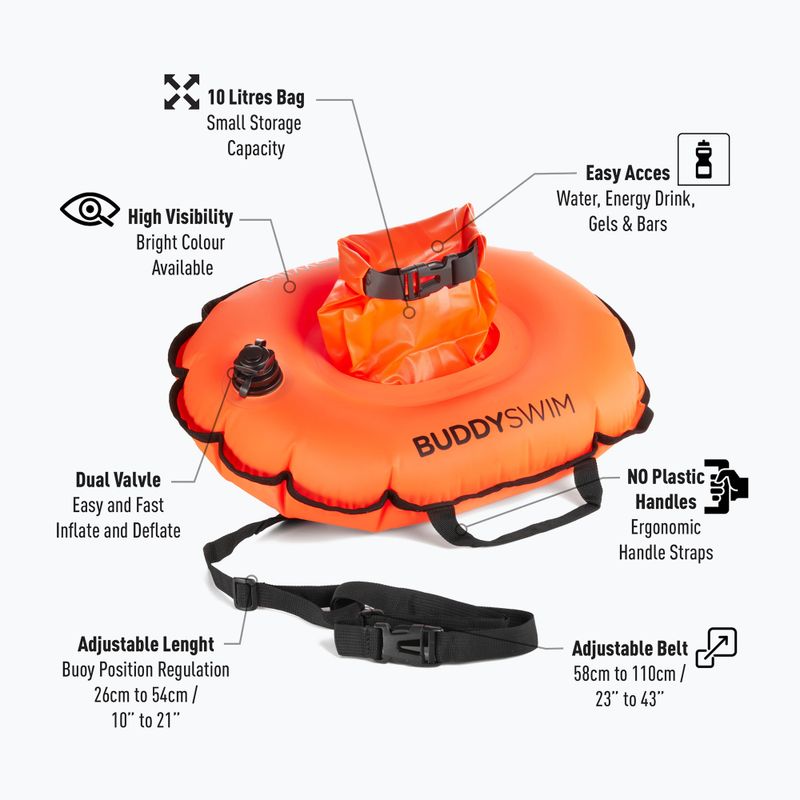Apsauginis plūduras BuddySwim Hydrastation 10 l orange 2