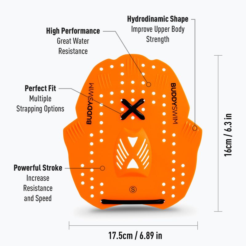 Plaukimo irklai BuddySwim Power Paddle orange 2