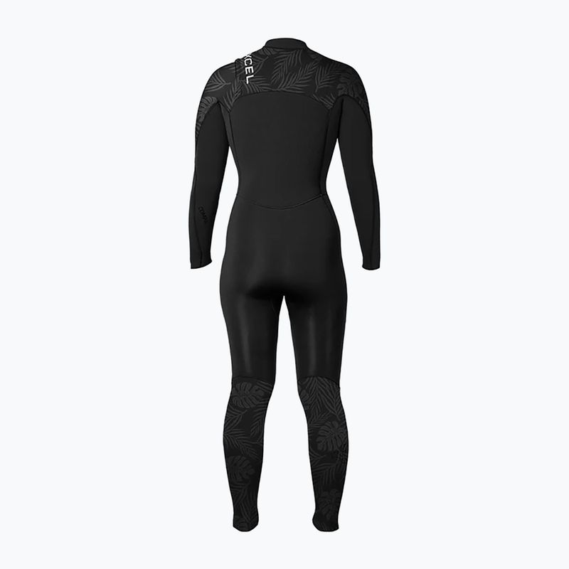 Moteriškas plaukimo kostiumas Xcel Comp 3/2 mm Full black/black palm/monstera print 2
