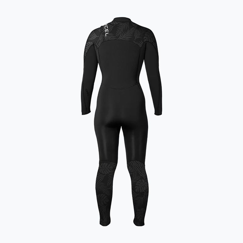 Moteriškas plaukimo kostiumas Xcel Comp 4/3 mm Full black/black palm/monstera print 2