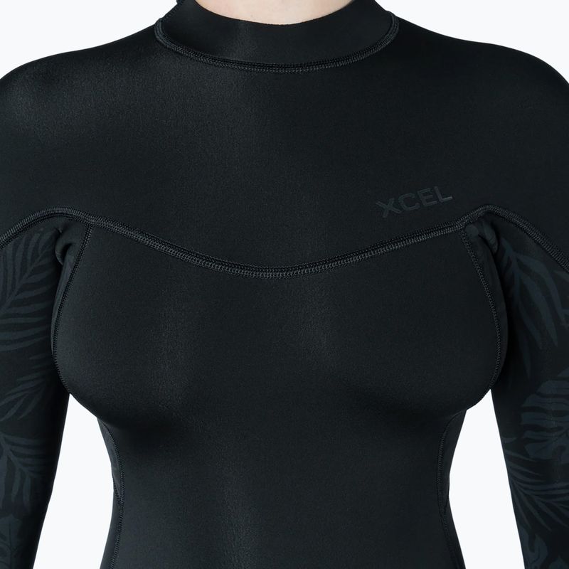 Moteriškas plaukimo kostiumas Xcel Axis Back Zip Spring 2 mm black/palm/monstera print 3