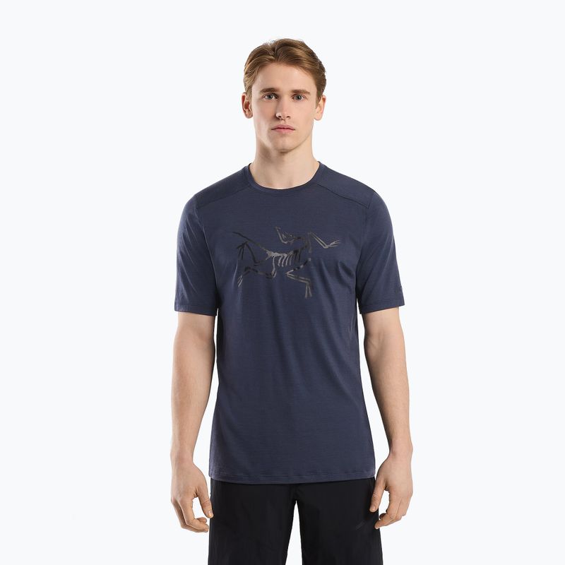 Arc'teryx Ionia Merino Wool Logo trekingo marškinėliai vyrams black/sapphire