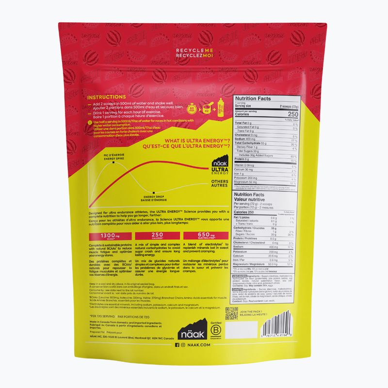 Energetinis gėrimas Näak Ultra Energy Drink Mix 720 g watermelon 2