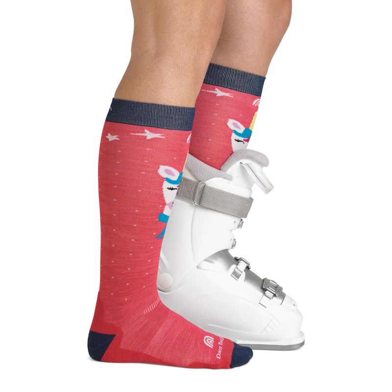 Vaikiškos slidinėjimo kojinės Darn Tough Magic Mountain OTC Midweight with Cushion w/ Padded Shin raspberry 4