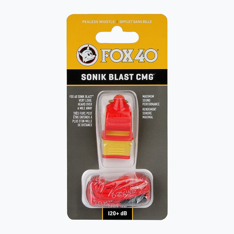 Švilpukas su virvele Fox 40 Sonik Blast CMG red/yellow 2