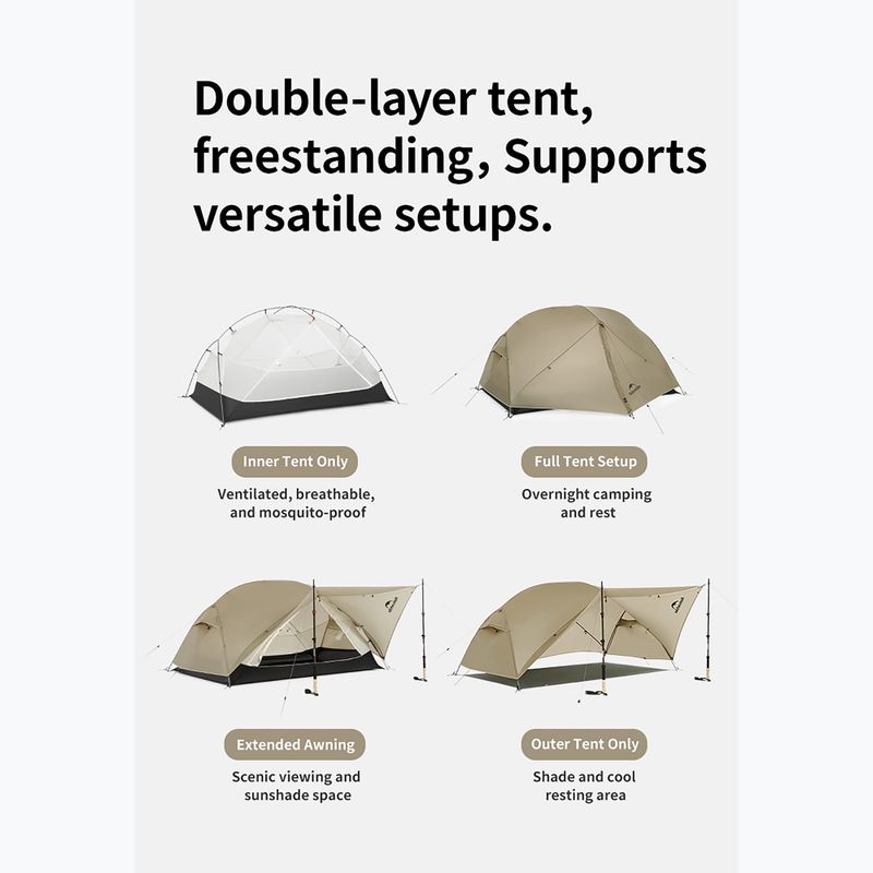 Žygio palapinė vienam asmeniui Naturehike Mongar UL1 15D rocky grey 2