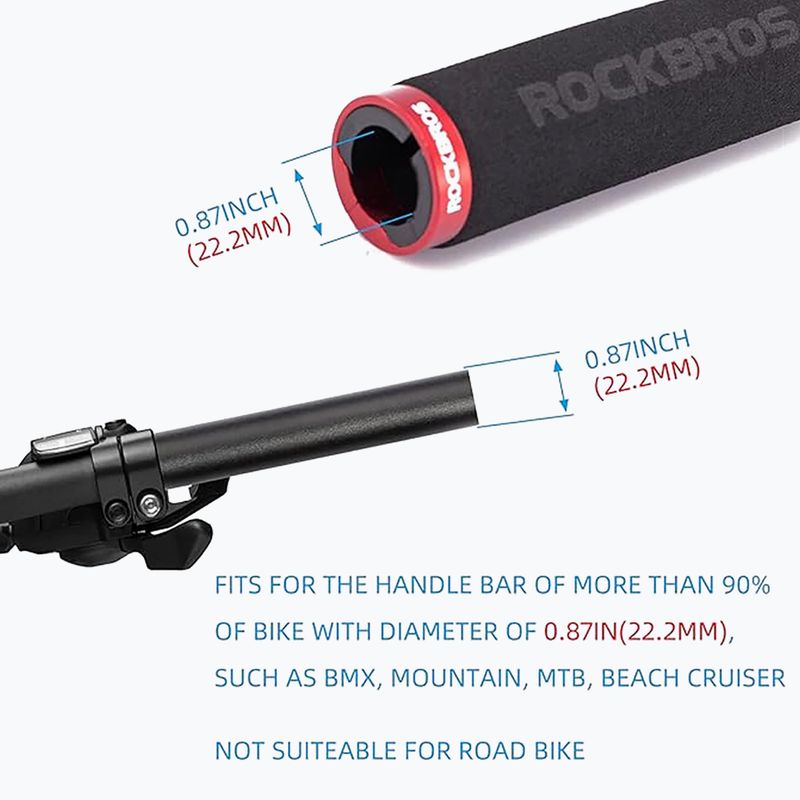 Vairo rankenėlės Rockbros BT1001 Handlebar Grips black/red 4