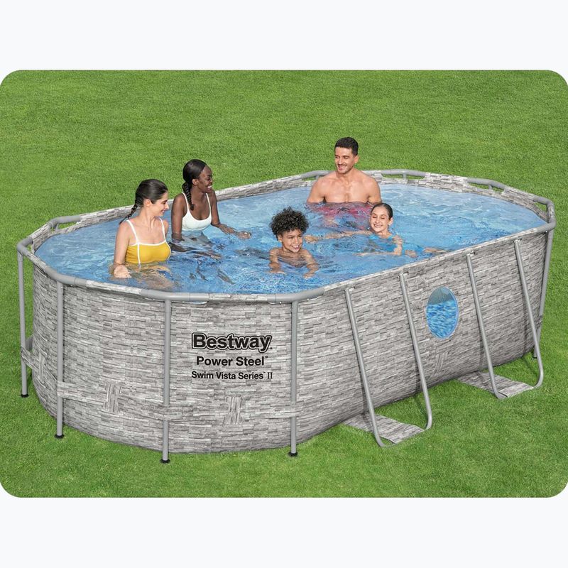 Karkasinis baseinas Bestway Power Steel Swim Vista Series Oval Pool Set 427 x 250 cm pilkas 14