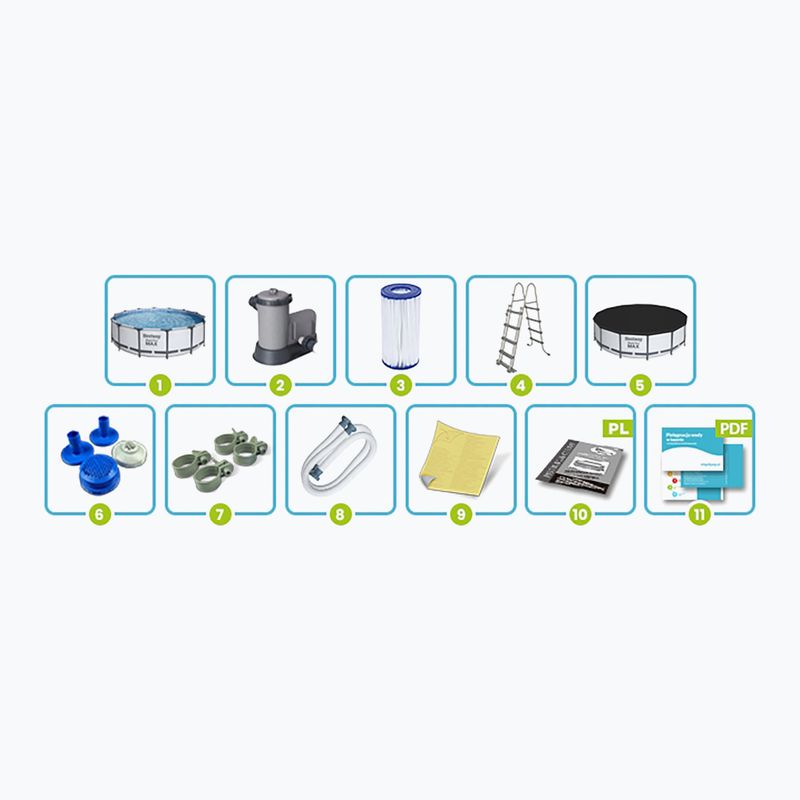Karkasinis baseinas Bestway Steel Pro Max Pool Set 5612Z 488 x 122 cm pilkas 9