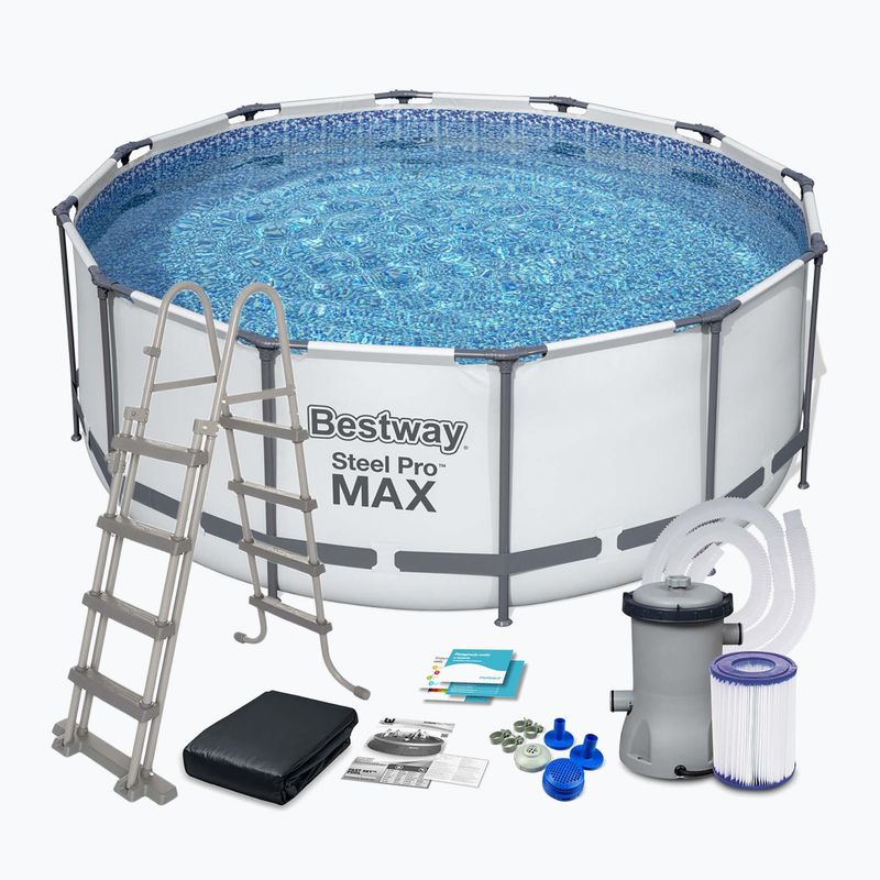 Karkasinis baseinas Bestway Steel Pro Max Pool Set 396 x 122 cm pilkas