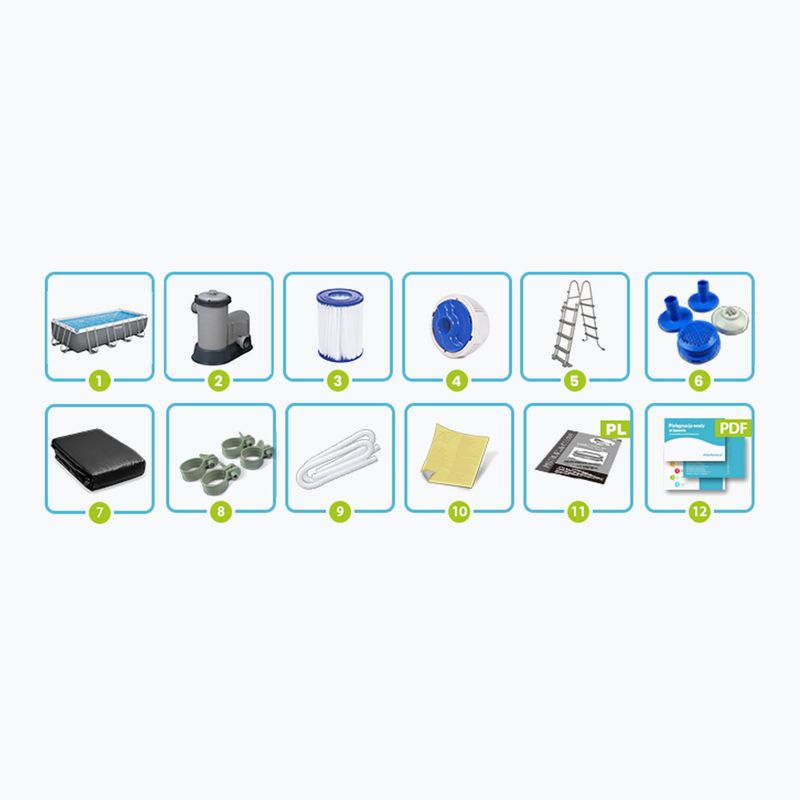 Karkasinis baseinas Bestway Power Steel Rectangular Pool Set 56465N 549 x 274 cm tamsiai pilkas 9