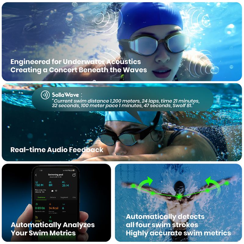 Plaukimo akiniai Holoswim Solla Wave AI Music silver 8