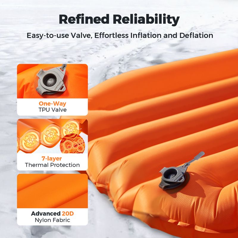 Pripučiamas čiužinys Flextail Zero R05 Mummy orange 4