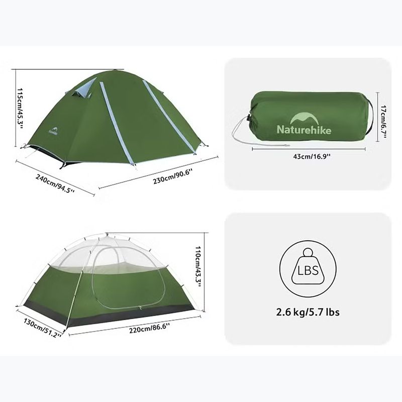 2 vietų žygio palapinė Naturehike Bleik 2 Type B forest green 3