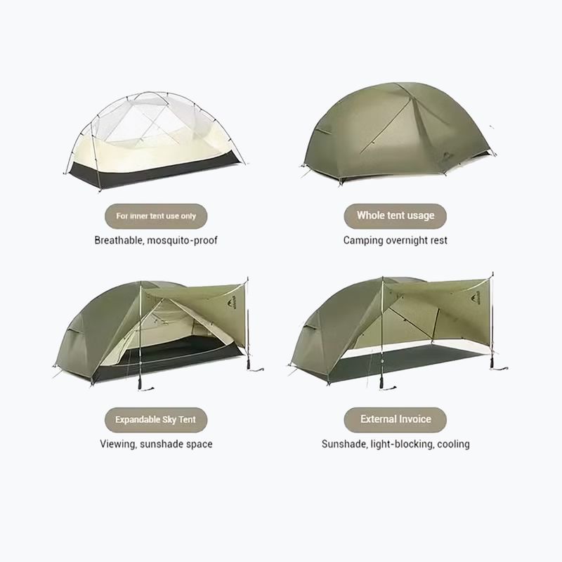 Žygio palapinė vienam asmeniui Naturehike Mongar Pro 1 20D olive 3