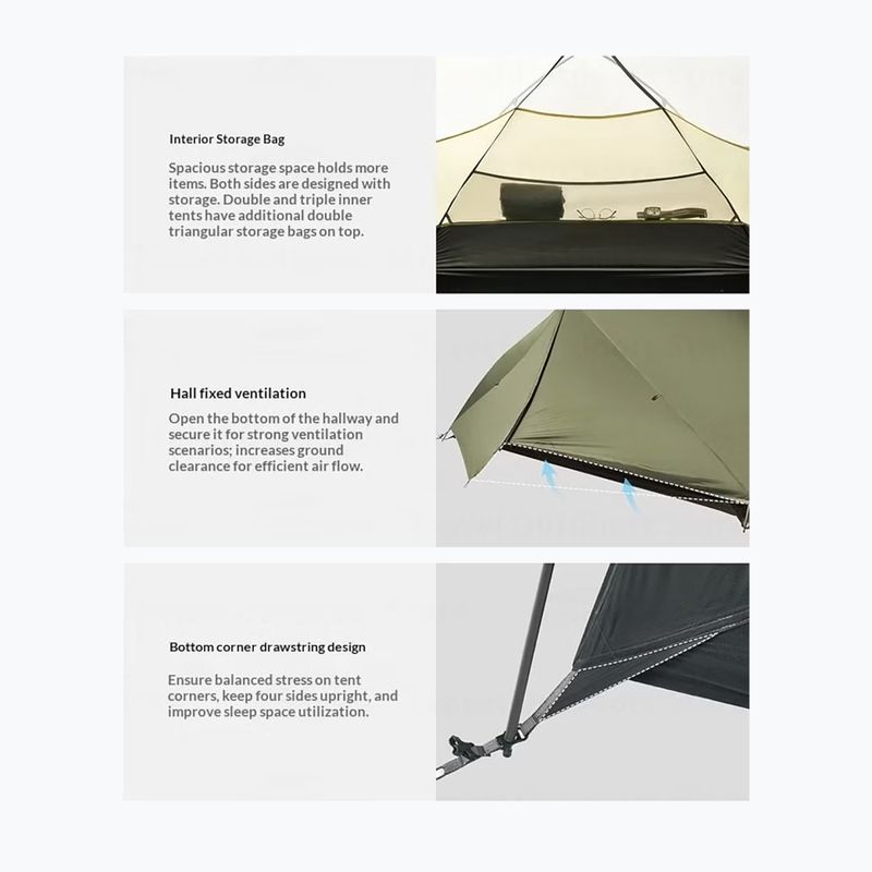 Žygio palapinė vienam asmeniui Naturehike Mongar Pro 1 20D olive 5