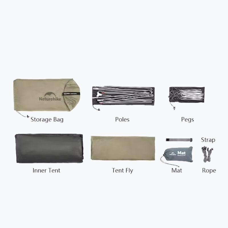 3 vietų žygio palapinė Naturehike Cloud Up 3 Pro 20D light gray/red 2