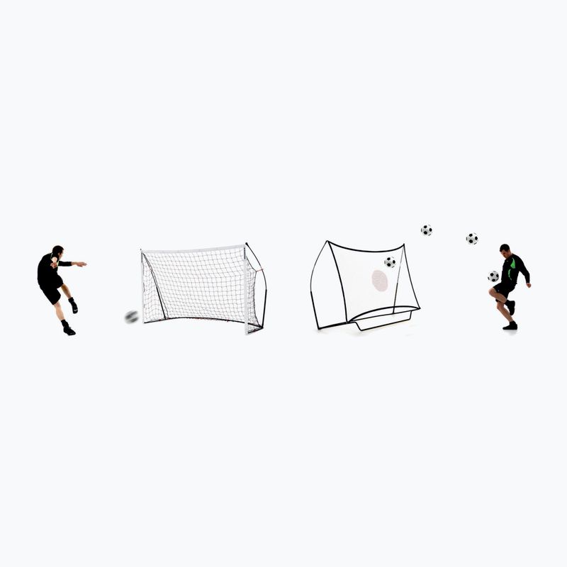QuickPlay Kickster Academy kombinuoti futbolo vartai su atšokusiu kamuoliu 240 x 150 cm balti QP0535