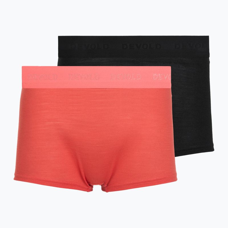 Moteriškos termoaktyvios trumpikės Devold Breeze Merino 150 Hipser 2 pack black/coral