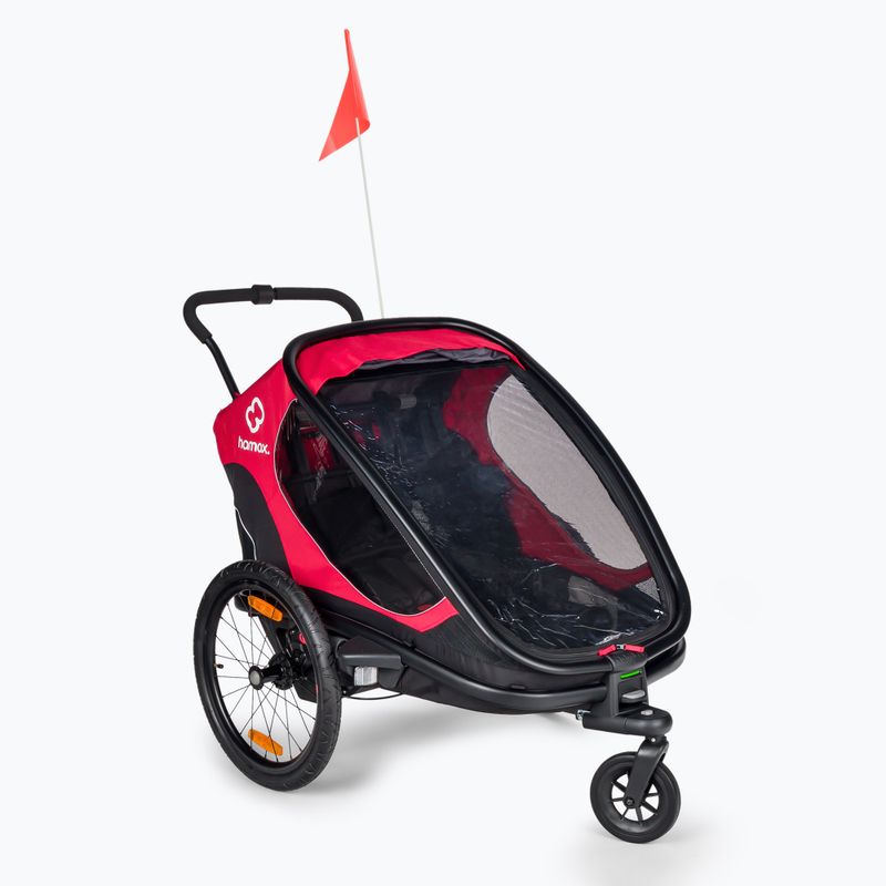 Hamax Outback Twin dviračių priekaba raudona/juoda