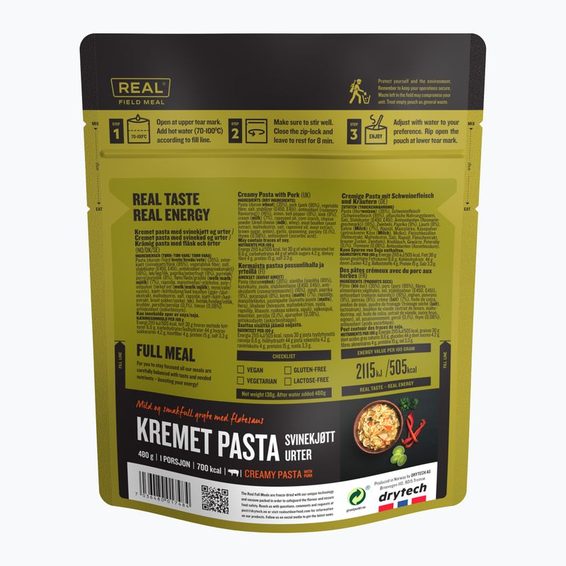 Real Turmat kreminiai makaronai su kiauliena ir žolelėmis, liofilizuoti 138 g 2