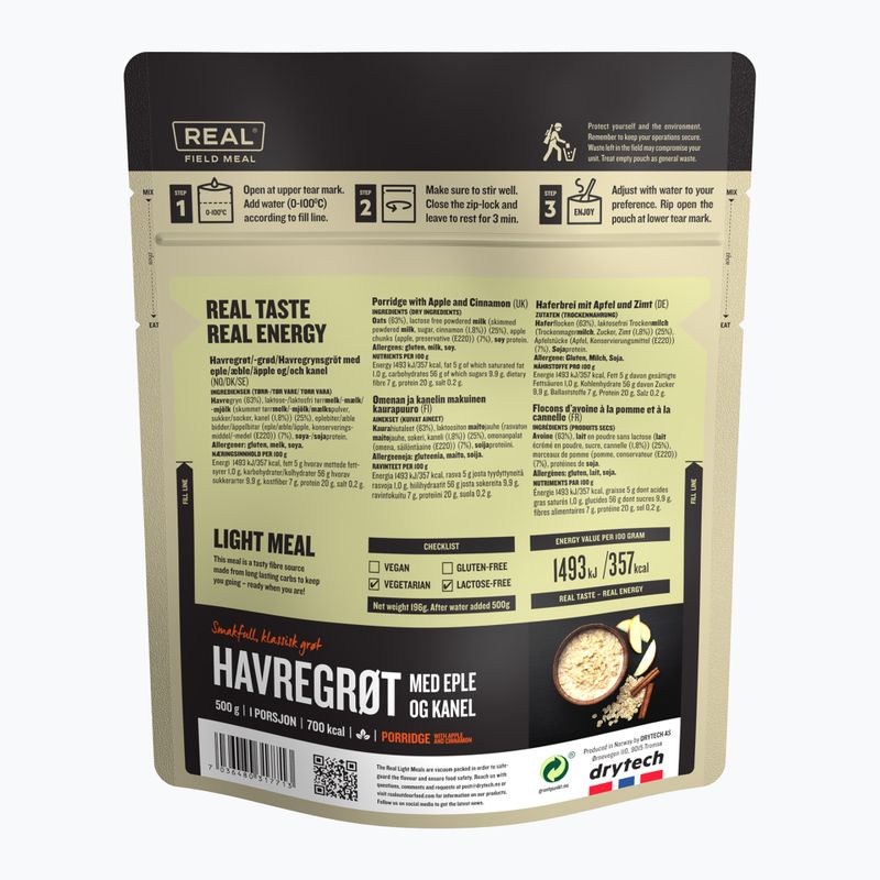 Liofilizuotas maistas Real Turmat Oatmeal with Apple and Cinnamon 196 g 2