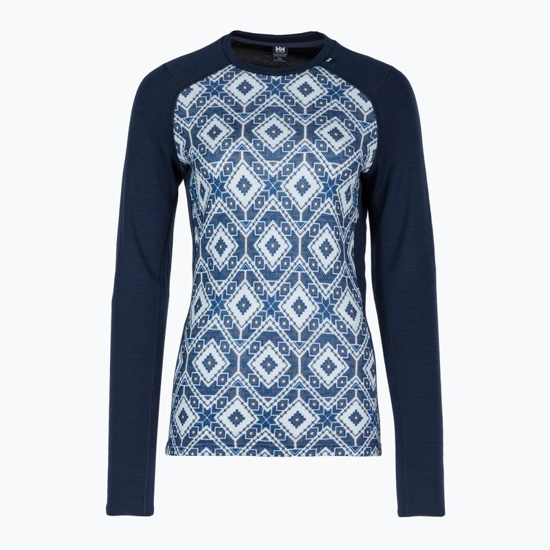 Moteriški termoaktyvūs marškinėliai Helly Hansen Lifa Merino Midweight Graphic Crew navy star pixel 5