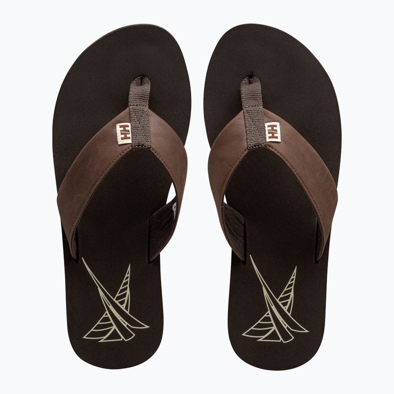 Vyriškos šlepetės per pirštą Helly Hansen Seasand 2 Leather Sandals espresso / fallen rock / c 5
