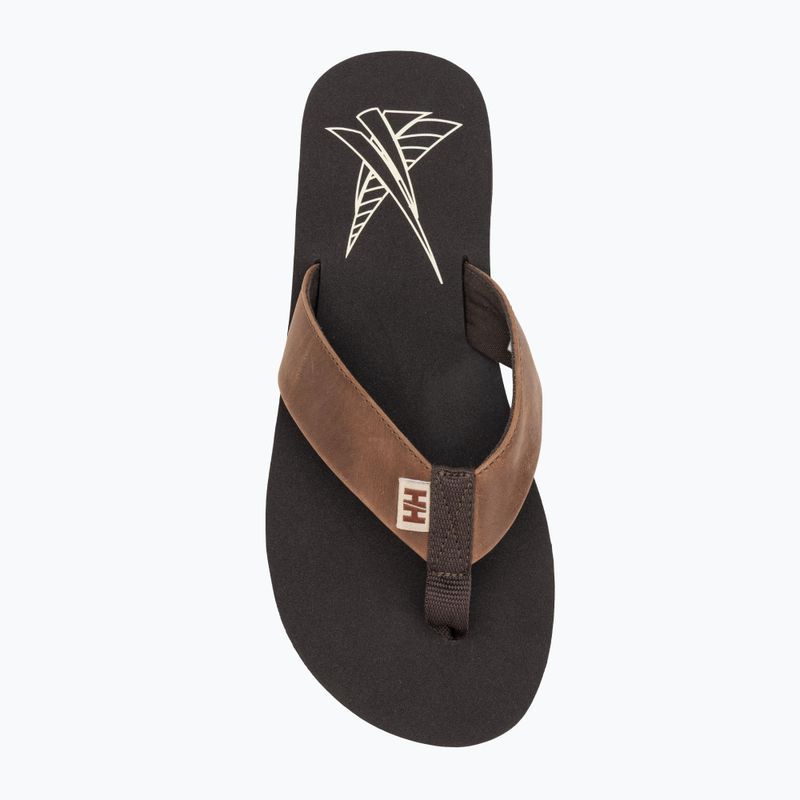 Vyriškos šlepetės per pirštą Helly Hansen Seasand 2 Leather Sandals espresso / fallen rock / c 5