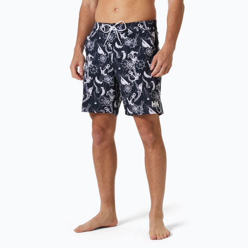 Vyriški maudymosi šortai Helly Hansen Newport Boardshorts 8" navy nautical aop