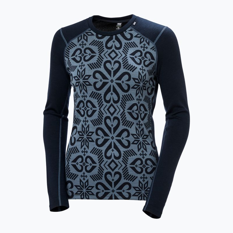 Moteriški termoaktyvūs marškinėliai Helly Hansen Lifa Merino Midweight Graphic Crew navy nordic rose aop 5