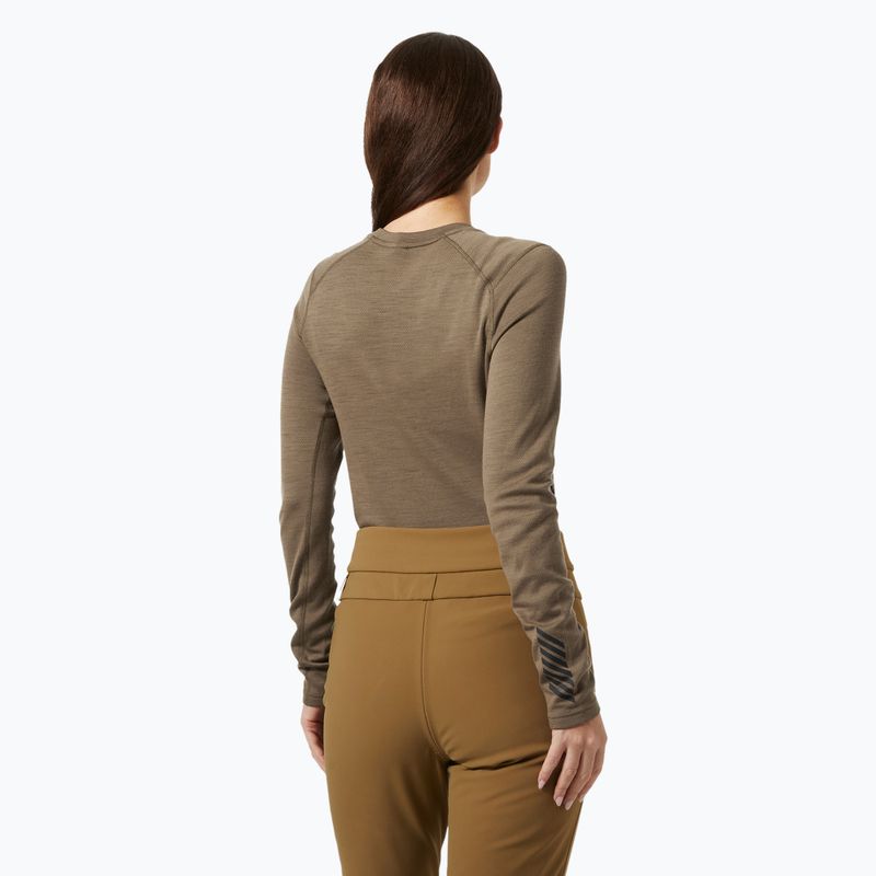 Moteriški termoaktyvūs marškinėliai ilgomis rankovėmis Helly Hansen Lifa Merino Midweight Graphic Crew sepia houndstooth aop 2