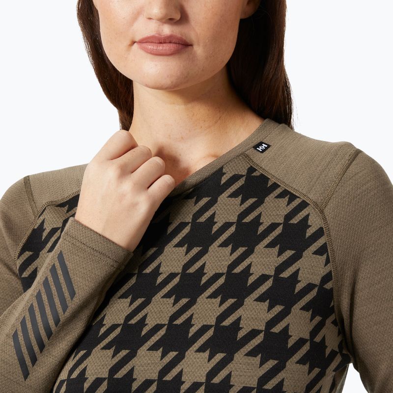 Moteriški termoaktyvūs marškinėliai Helly Hansen Lifa Merino Midweight Graphic Crew sepia houndstooth aop 3