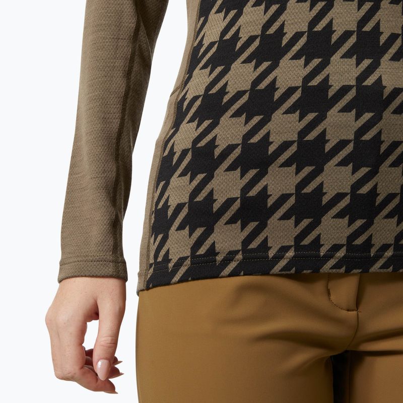 Moteriški termoaktyvūs marškinėliai Helly Hansen Lifa Merino Midweight Graphic Crew sepia houndstooth aop 4