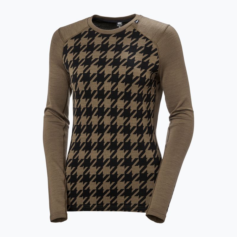 Moteriški termoaktyvūs marškinėliai Helly Hansen Lifa Merino Midweight Graphic Crew sepia houndstooth aop 5
