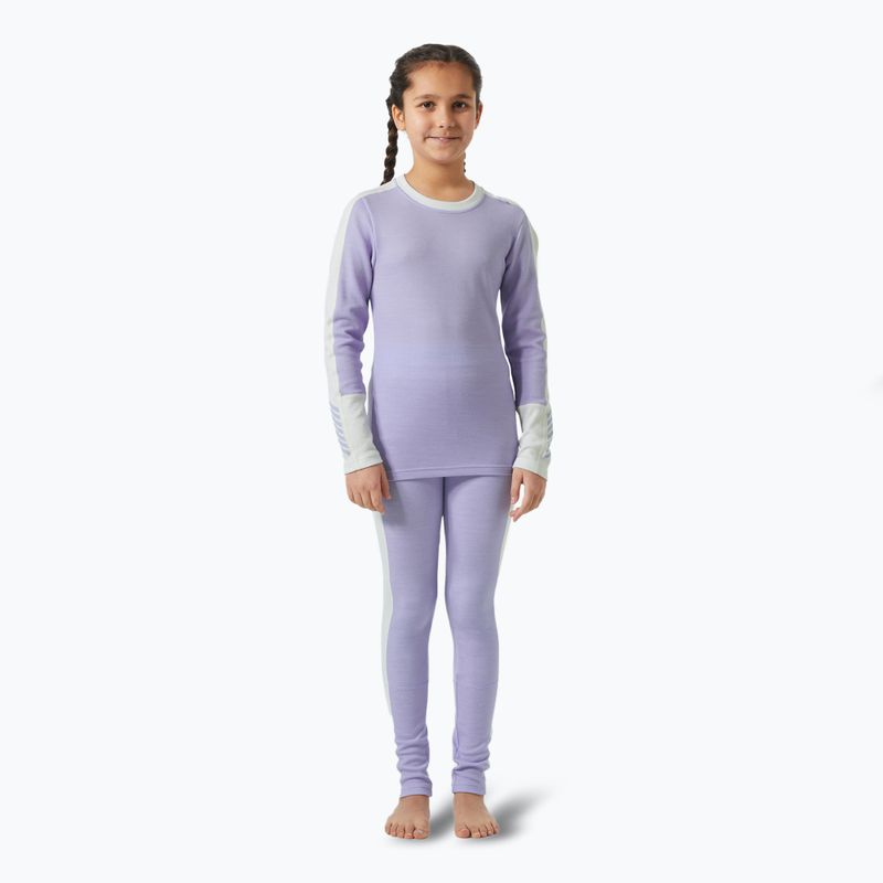 Vaikiškų termo apatinių komplektas Helly Hansen JR Lifa Merino Midweight bright lavender