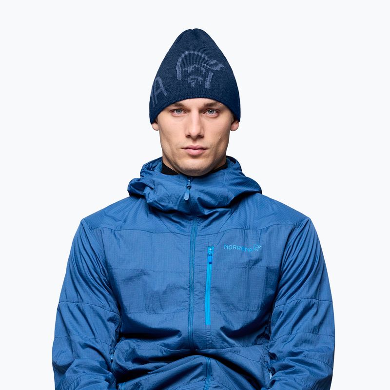 Žieminė kepurė NORRONA MerinoUll Logo Beanie indigo night melange 2