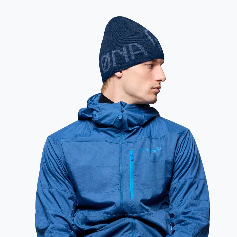 Žieminė kepurė NORRONA MerinoUll Logo Beanie indigo night melange 3