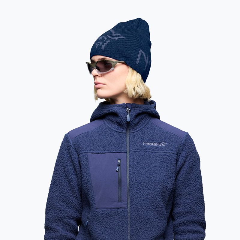 Žieminė kepurė NORRONA MerinoUll Logo Beanie indigo night melange 5