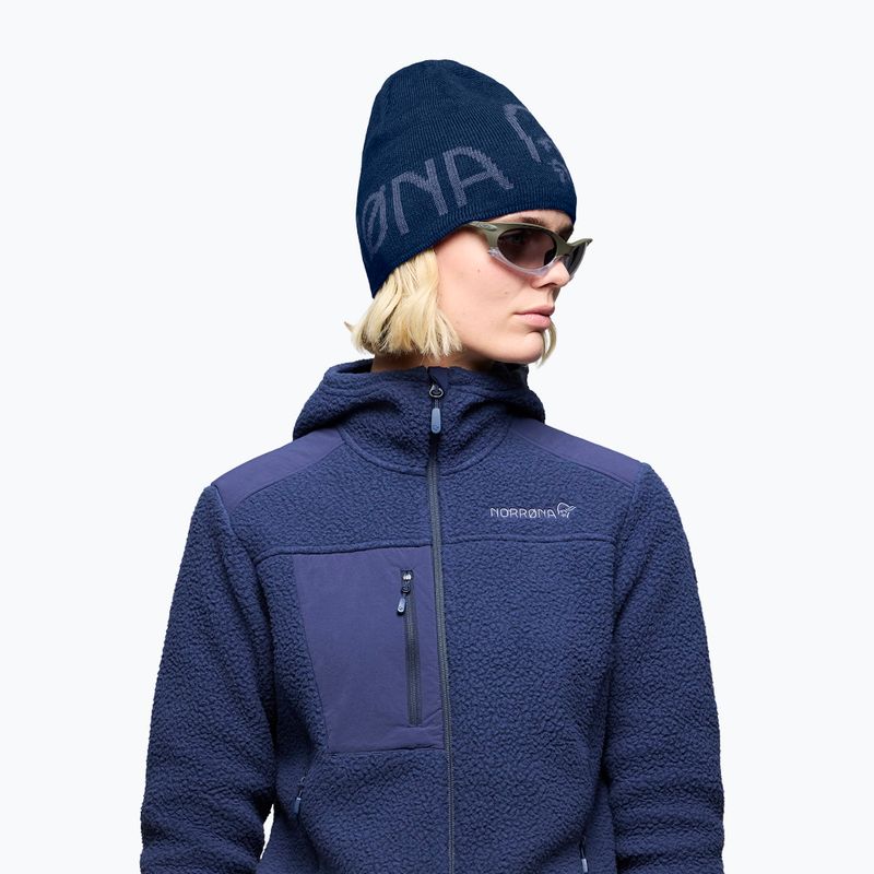 Žieminė kepurė NORRONA MerinoUll Logo Beanie indigo night melange 6