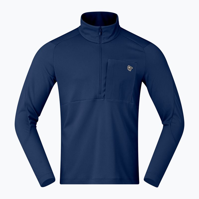 Vyriškas žygio džemperis NORRONA Femund Warm1 Zip Neck indigo night 5