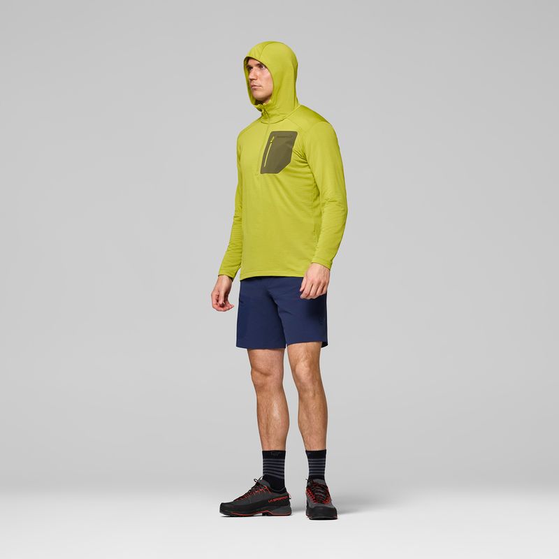 Vyriškas žygio džemperis NORRONA Falketind Warm1 Hood golden lime/olive night 4